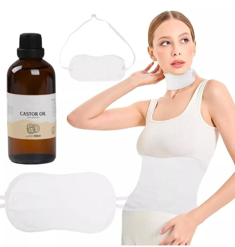 Organic Castor Oil Pack Wrap Cotton Flannel For Pain Relief, Detoxification